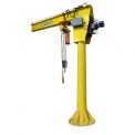 Motorized jib crane provides user with powered rotation